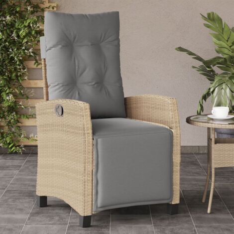 Chaise inclinable de jardin,Siège de Terrasse Chaise d'extérieur et repose-pied mélange beige rotin CFW994376