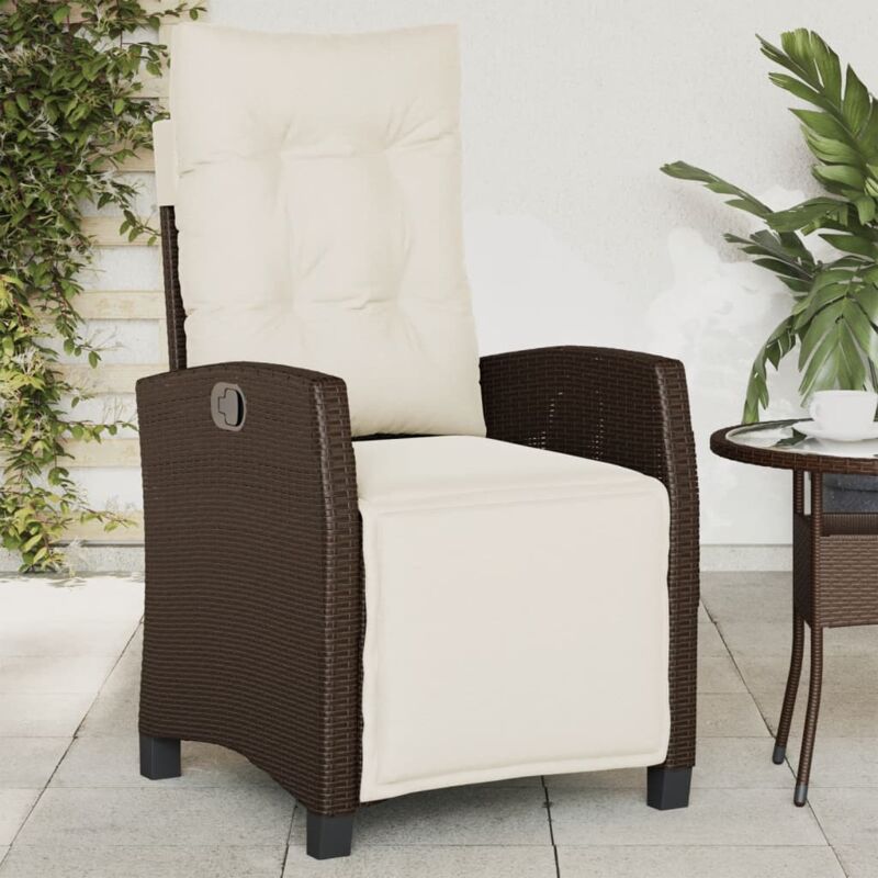 Chaise inclinable de jardin,Siège de Terrasse Chaise d'extérieur repose-pied marron résine tressée CFW375921