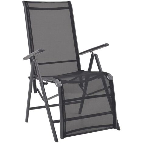 Chaise inclinable de terrasse Aluminium et textilène Noir vidaXL - Noir