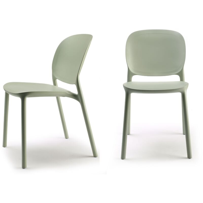 Chaise design, Chaise indoor / outdoor lot de 2 Hug Vert clair en Plastique, Scab design