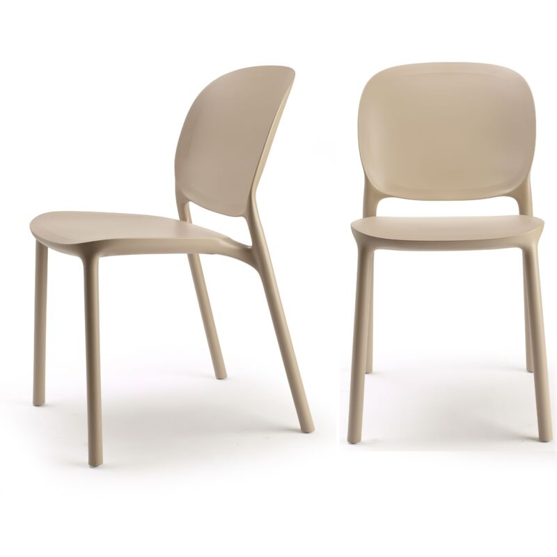 Chaise design, Chaise indoor / outdoor lot de 2 Hug Beige en Plastique, Scab design