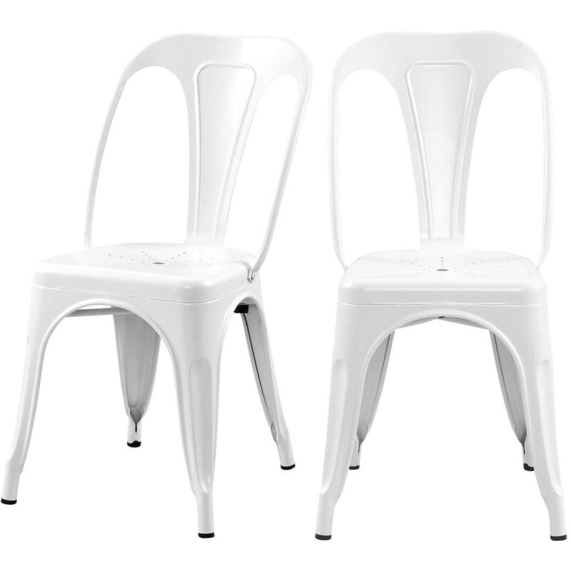 Lot de 2 chaises en métal blanc mat - indus