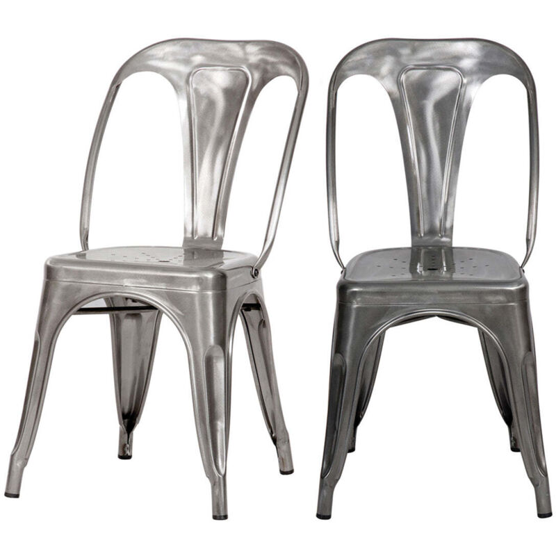 Lot de 2 chaises en métal chromé - INDUS