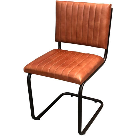 Chaise industrielle 43x53x89 cm en cuir et fer