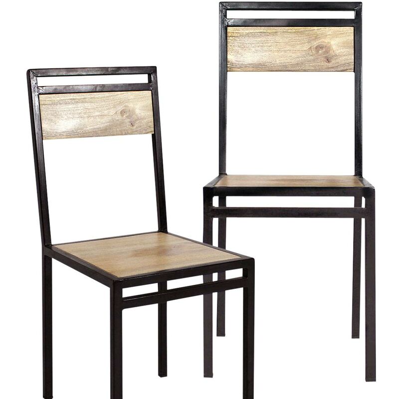 made in meubles - chaise en bois de manguier new-york (lot de 2) - noir