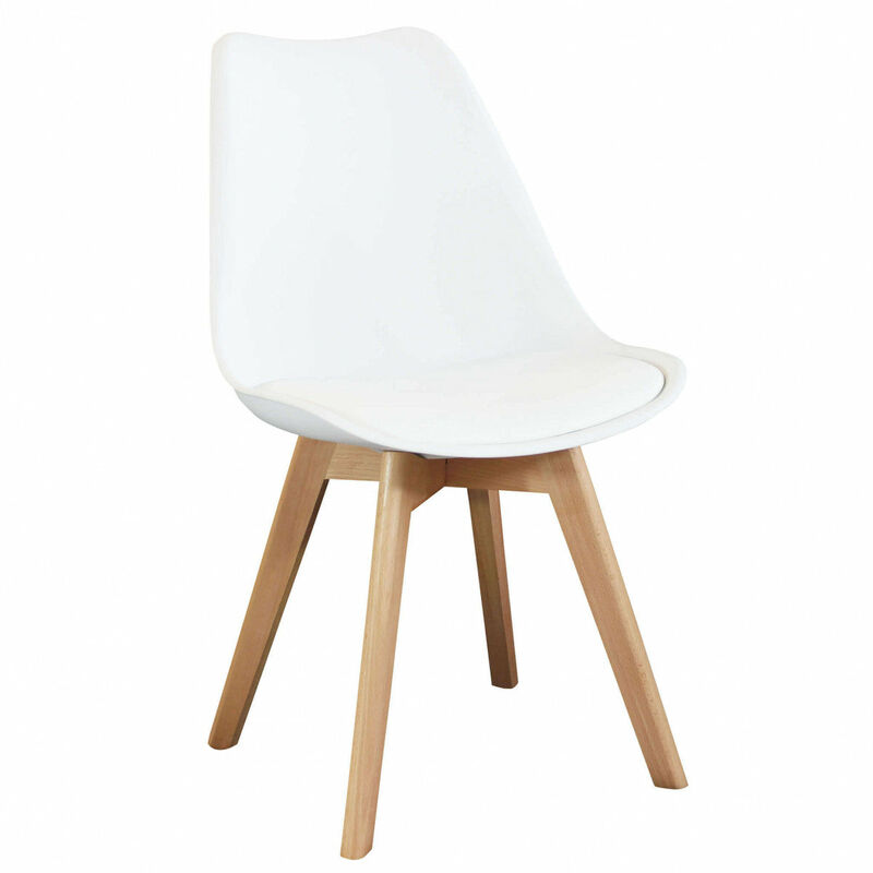 Pidema - Chaise intérieure en bois et en plastique avec siège de grenier rembourré White - White