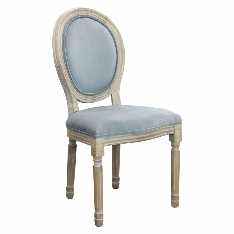 Homeness - Chaise intérieure en bois et en velours avec siège rembourré de ligne vintage Grey - Grey