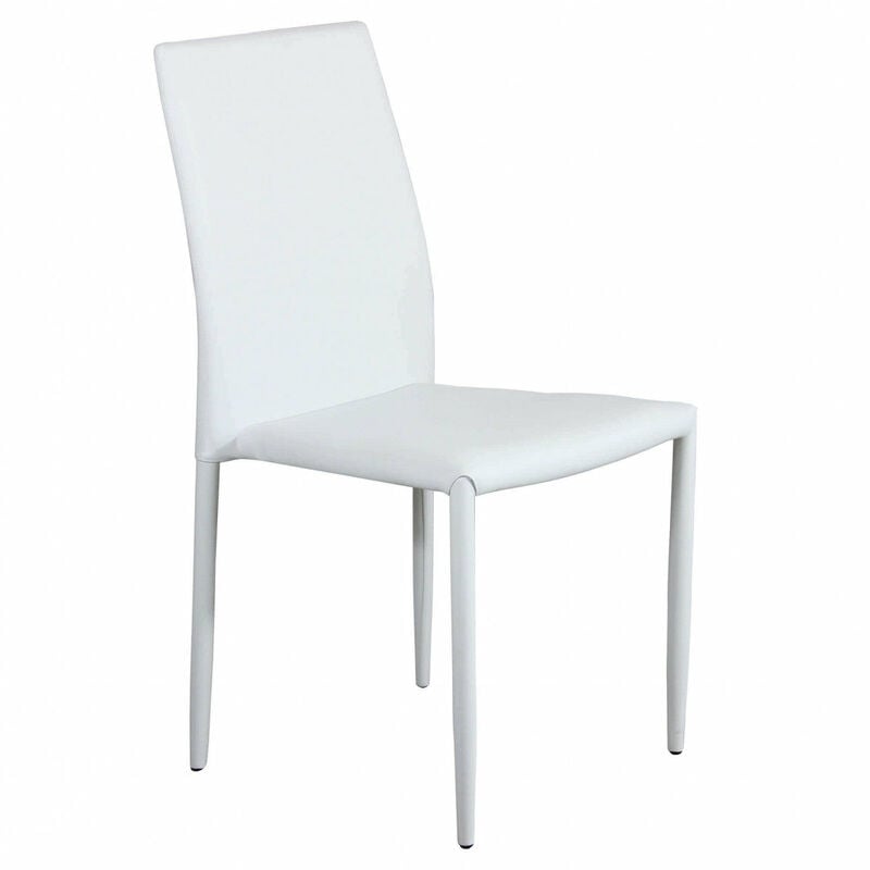 Chaise interne empilable avec une structure en acier recouverte de peau de peau claire White - White