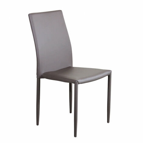 Chaise interne empilable avec une structure en acier recouverte de peau de peau claire  SaddleBrown