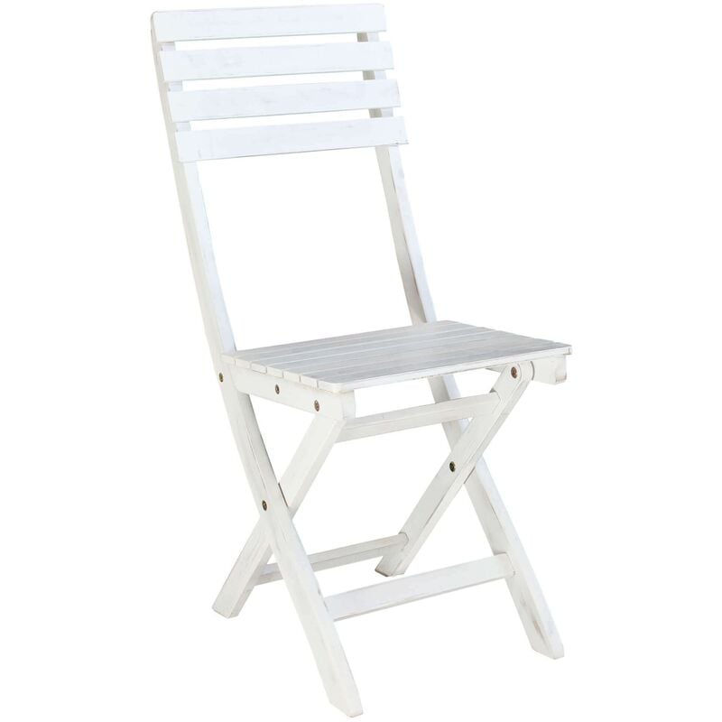 Chaise pliante extérieure interne sans accoudoirs en bois acacia blanc quotidien