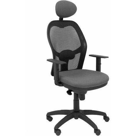 Chaise Jorquera maille noire siège bali gris moyen avec appui-tête fixe