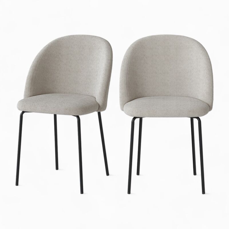 Lot de 2 chaises en tissu bouclette beige - karl