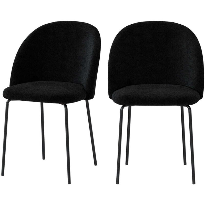 Lot de 2 chaises en tissu bouclette noir - karl