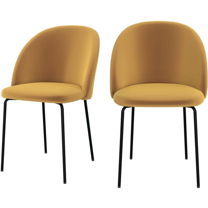 Lot de 2 chaises en velours jaune moutarde - karl
