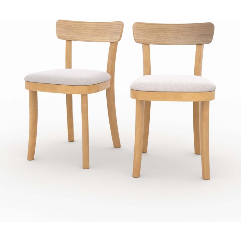 Rendez-vous Déco - Lot de 2 chaises en bois et tissu beige - keno