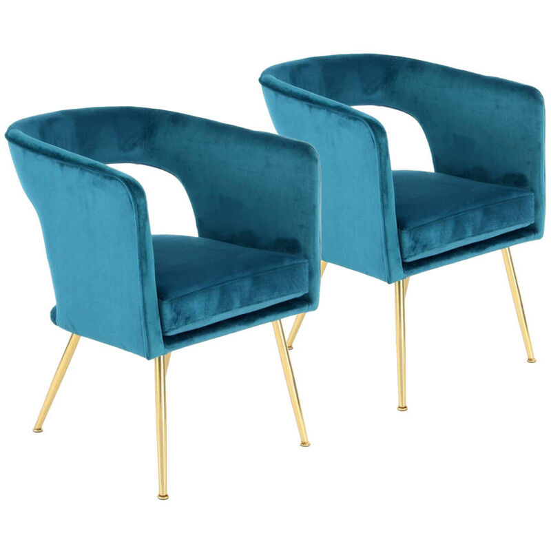 Bobochic - Lots de 2 fauteuils de table KIARA bleu - Bleu