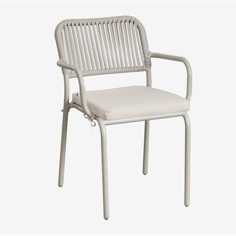 Chaise de jardin empilable Arhiza avec accoudoirs en aluminium et corde tressée Sklum Vert Kaki