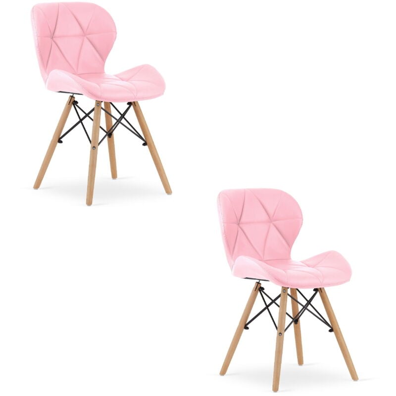 Chaise LAGO en éco-cuir - rose x 2