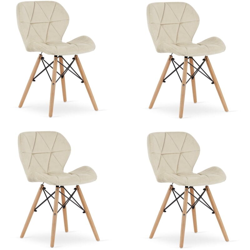 Chaise LAGO en velours - beige x 4