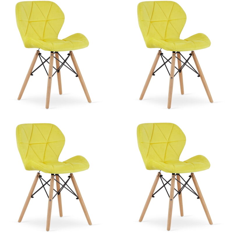 Chaise LAGO en velours - jaune x 4