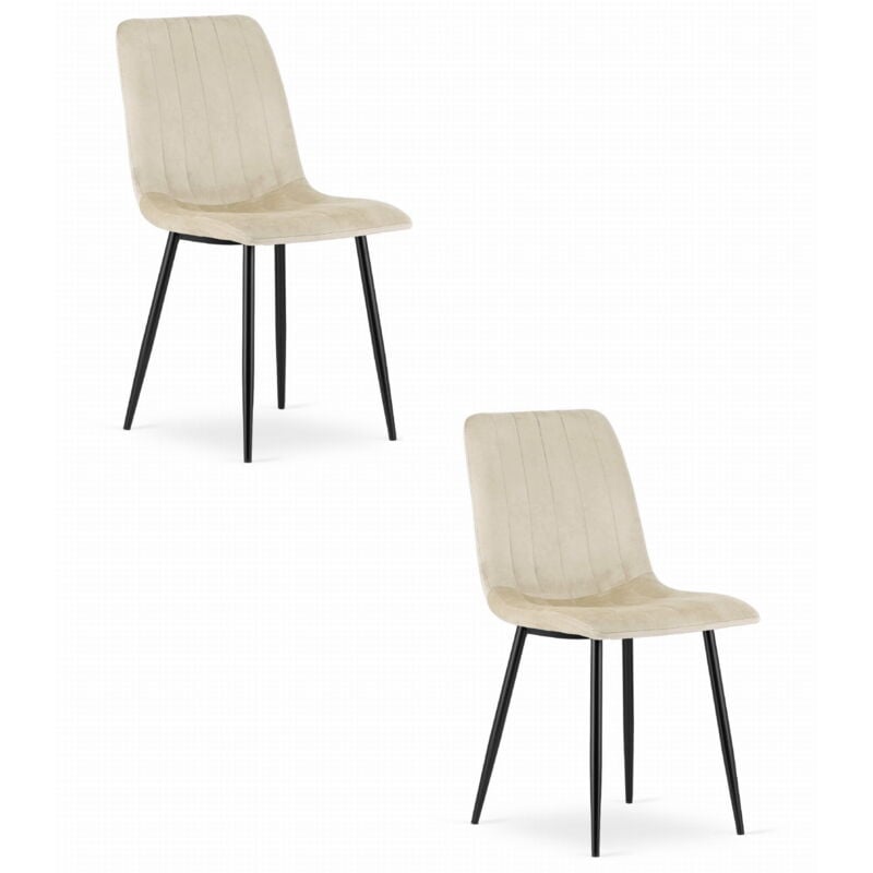 Chaise LAVA - velours beige frais x 2