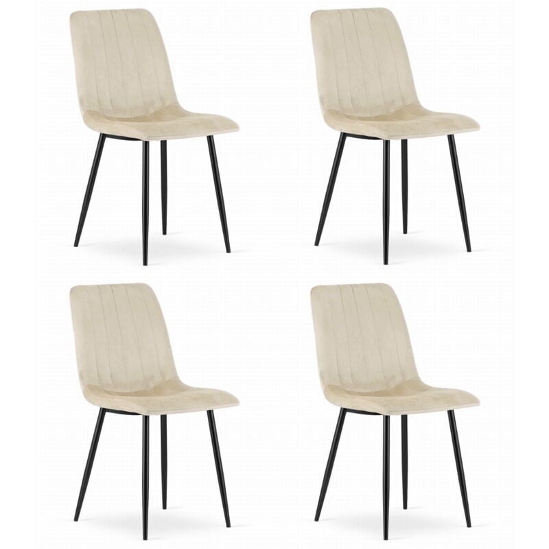 Chaise LAVA - velours beige froid x 4