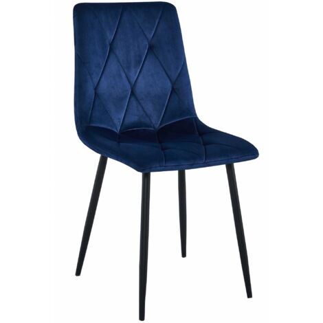 Chaise LIBRA - velours bleu marine / pieds noirs x 1