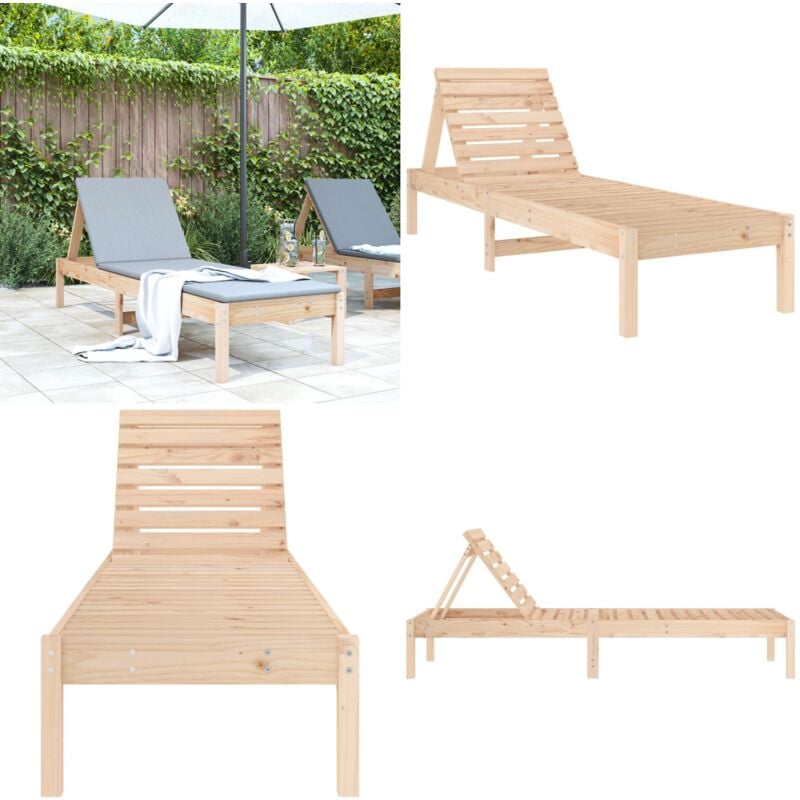 Chaise longue 199,5x60x74 cm bois massif de pin - Chaises Longues - Bains De Soleil - Mobilier De Jardin - Chaises Extérieures - Relaxations - Home &