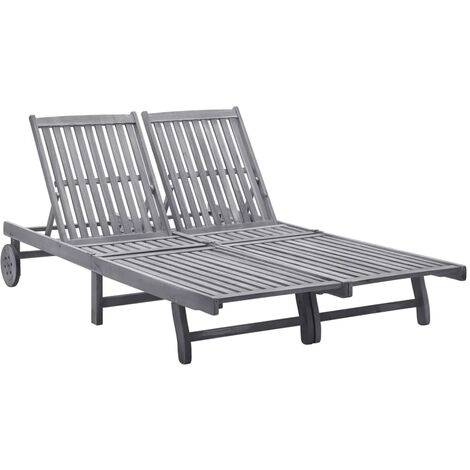 Chaise longue 2 places  Bain de soleil Transat Bois d'acacia massif 84950