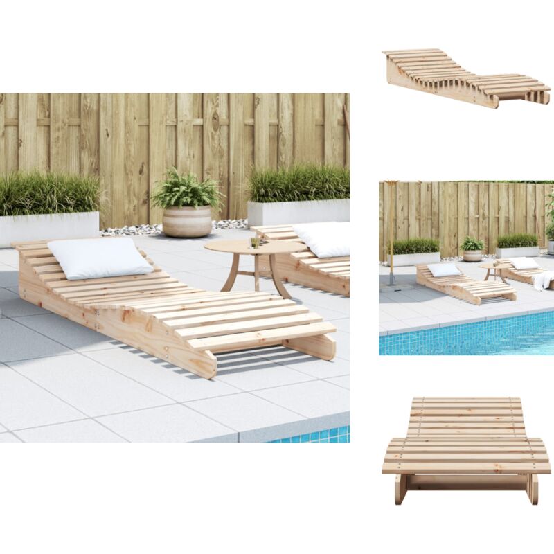 Chaise longue 205x60x31,5 cm bois massif de pin - Chaises Longues - Mobilier De Jardin - Chaises De Jardin - Lit De Bronzage - Relaxations Exterieures