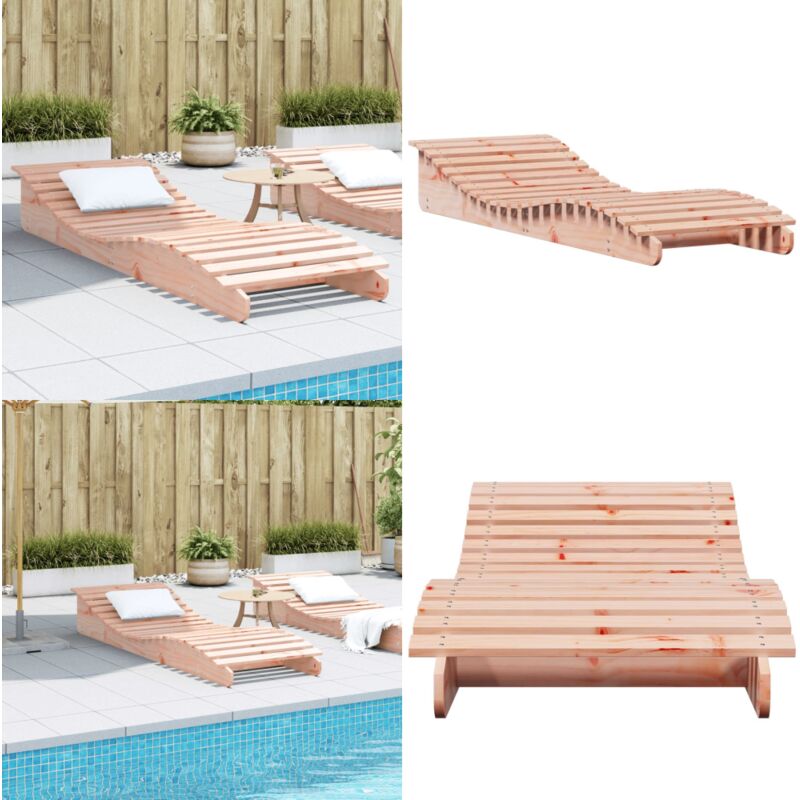 Chaise longue 205x70x31,5 cm bois massif de douglas - Chaises Longues - Chaises Longues En Bois - Mobilier De Jardin - Transats - Bains De Soleil