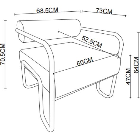 Chaise longue 68,5×73×70,5 cm velours côtelé,cadre métal noir design minimaliste. Confortable pour salon,chambre et bureau.