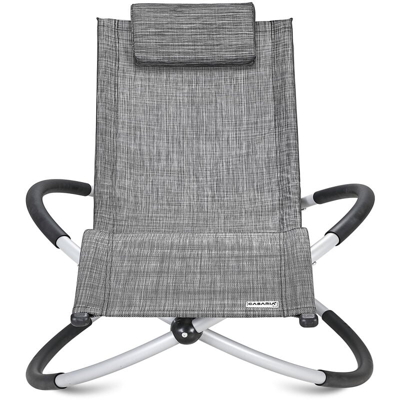 Chaise longue à bascule acier laqué fauteuil intérieur relaxation chaise de jardin forme ergonomique Gris - Casaria