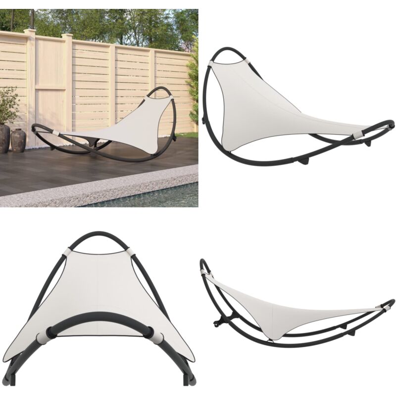 Vidaxl - Chaise longue à bascule avec roues Acier et textilène Crème - Chaise Longue - Transats - Fauteuil De Jardin - Relax - Bain De Soleil - Home