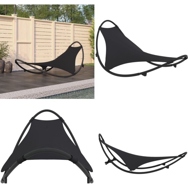 Vidaxl - Chaise longue à bascule avec roues Acier et textilène Noir - Chaise Longue - Fauteuil De Jardin - Transat - Relax - Bain De Soleil - Home &