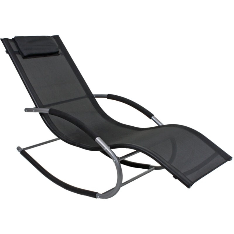 Chaise longue à bascule Naxos Chaise longue de jardin Chaise longue à bascule 146 x 62 x 89 cm Noir
