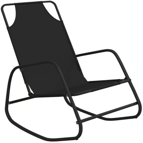 Chaise longue à bascule Noir Acier et textilène