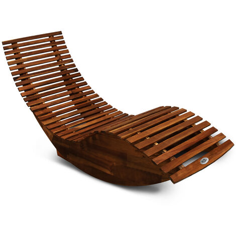 Chaise longue à bascule en bois d'acacia certifié FSC transat ergonomique jardin