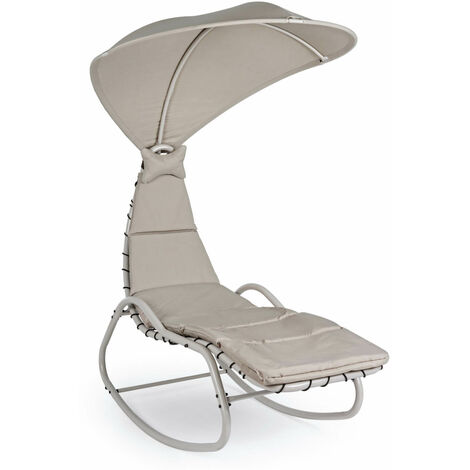 EASYCOMFORT Sdraio da giardino a dondolo Relax Chaise Longue di Lusso con  Tettuccio, Grigio