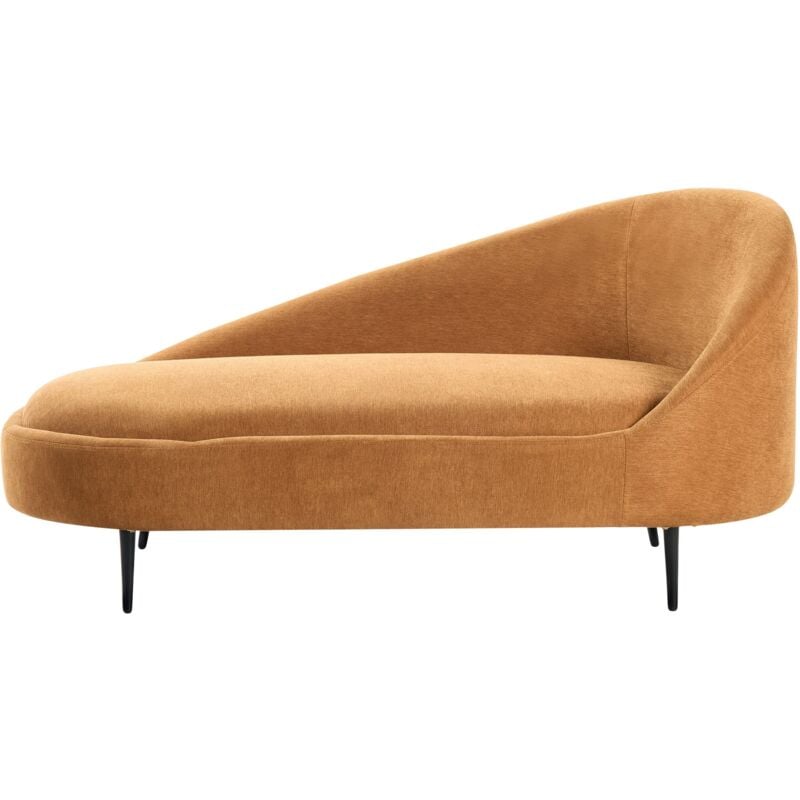 Beliani - Chaise Longue à Droite Moderne en Tissu Pieds en Métal Rembourré Orange Valreas
