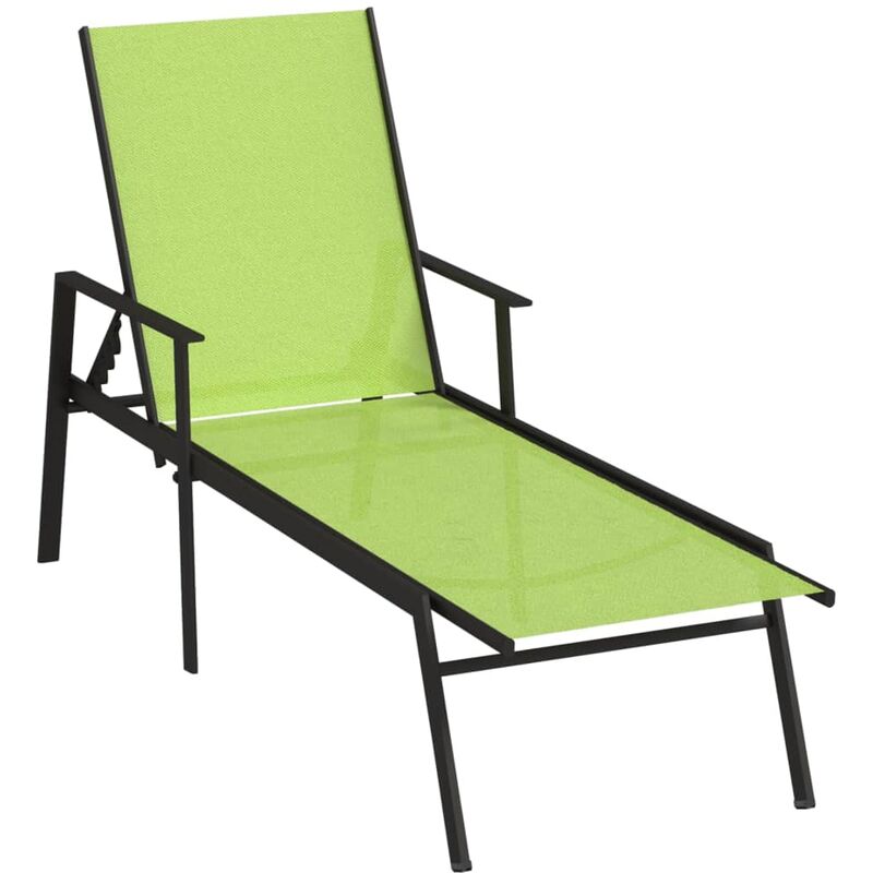 Vidaxl - Chaise longue Acier et tissu textilène Vert