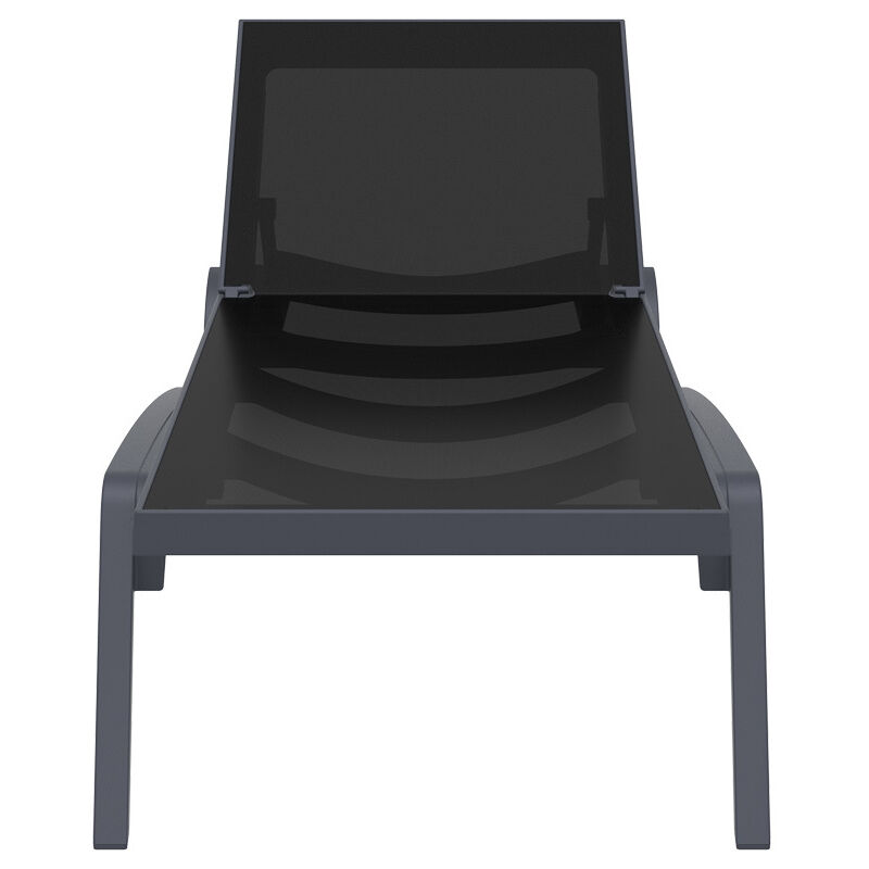 Miliboo - Chaise longue ajustable noire à roulettes CORAIL