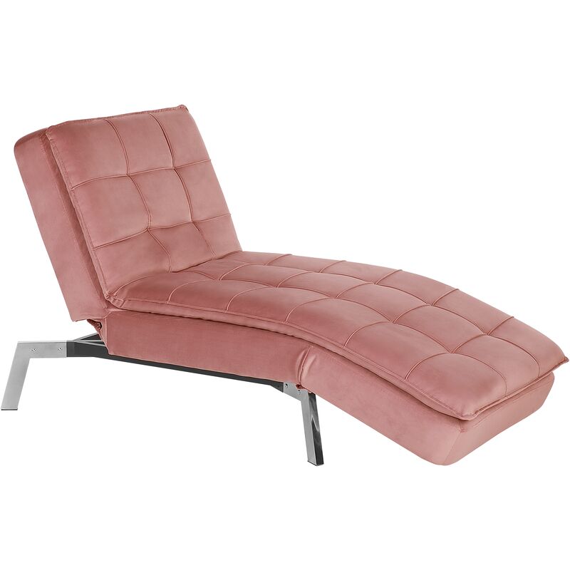 

Chaise longue reclinable de terciopelo rosa LOIRET