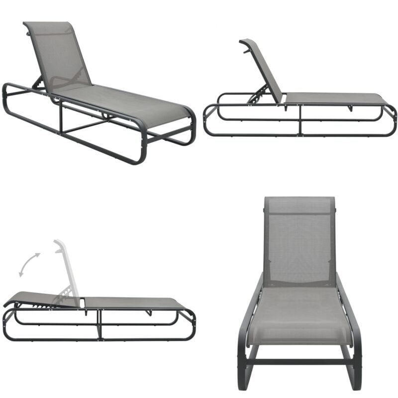 Vidaxl - Chaise longue Aluminium et textilène - Transat - Chaise Longue - Mobilier De Jardin - Salon De Jardin - Relax - Home & Living