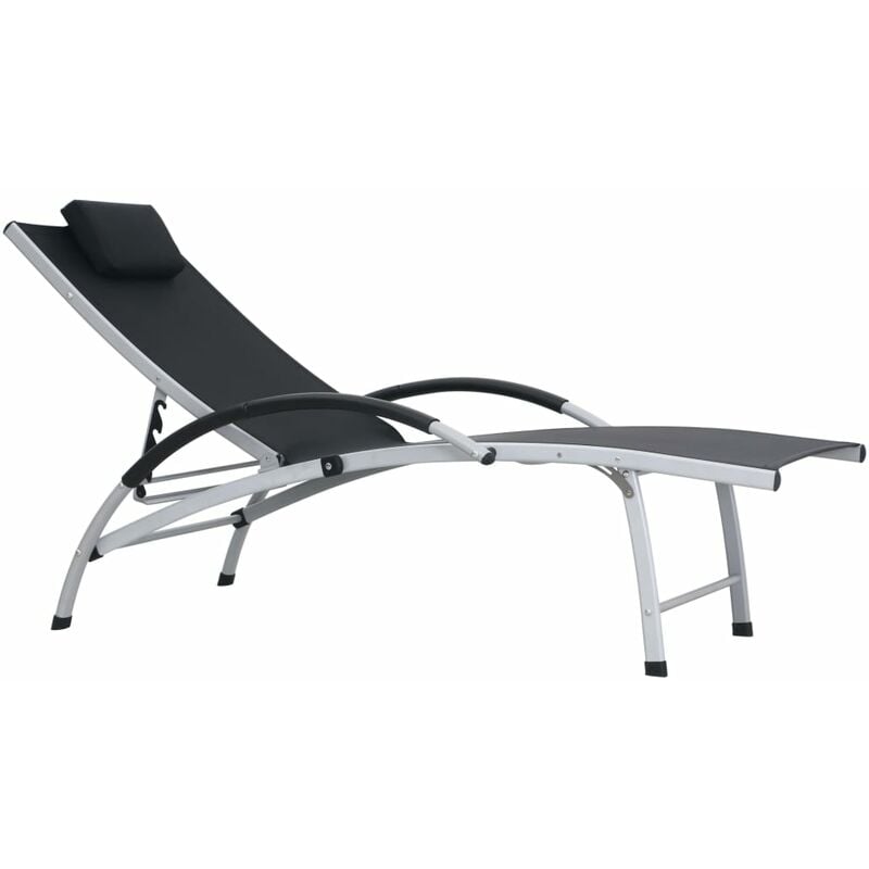 Chaise longue Aluminium Textilène Noir