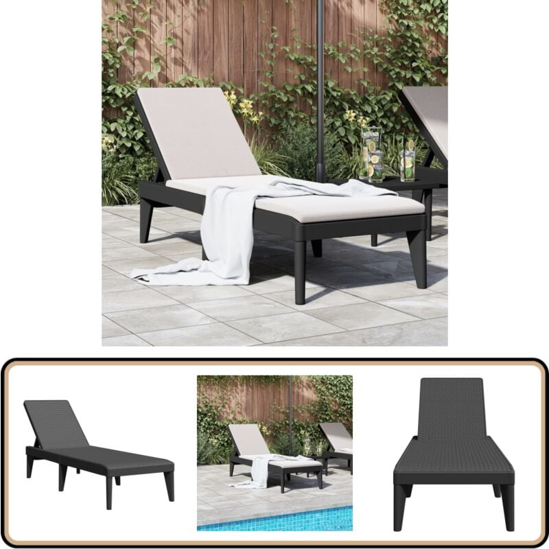 Chaise longue anthracite 186x60x29 cm pp - Chaises Longues - Transats - Salon De Jardin - Mobilier De Jardin - Chaises Extérieures