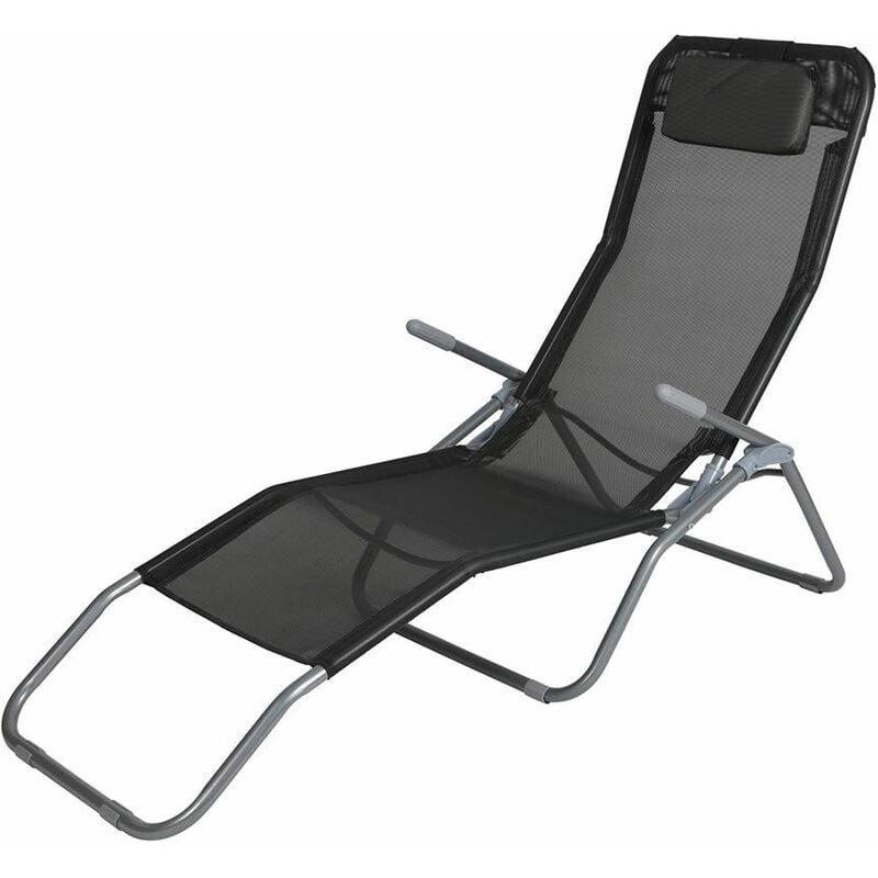 Spetebo - Chaise longue anthrazit avec oreiller