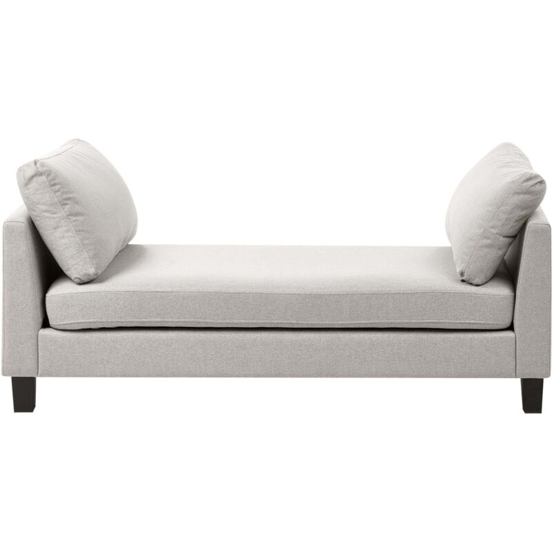 Beliani Chaise Lounge Light Grey Fabric Upholstered Lounge With Cushions Scandinavian Style Steel Legs Archiane