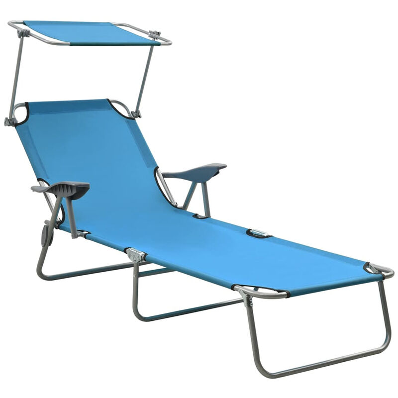 Asupermall - Chaise longue avec auvent Acier Bleu
