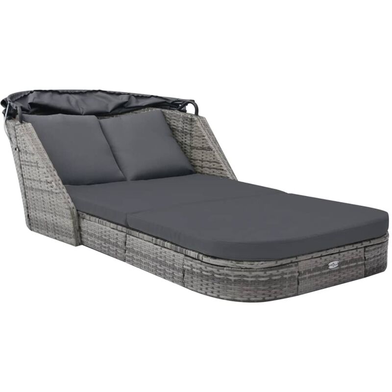 Vidaxl - Chaise longue avec auvent Résine tressée Anthracite